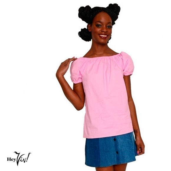 Pink Peasant Blouse - Retro 50s Style - L/XL - Picture 2 of 4